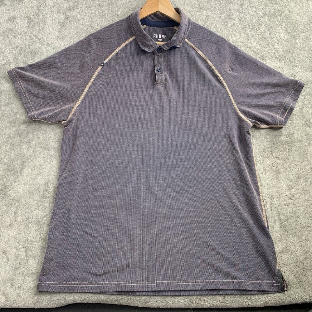 Rhone Polo Shirt Mens Large Gray Delta Pique Golf Performance Stretch Casual